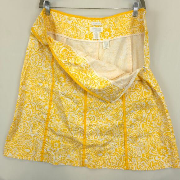 Norton A Line Skirt Stretch Side Zip Trim Seaming Women 16W Yellow Floral Summer - Picture 12 of 13